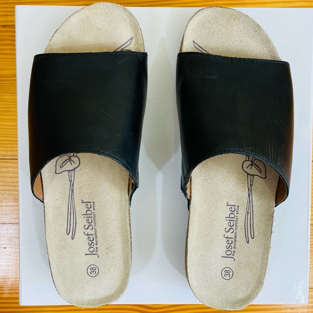 Josef Seibel Tonga 51 Black Leather Sandals - Picture 2 of 13